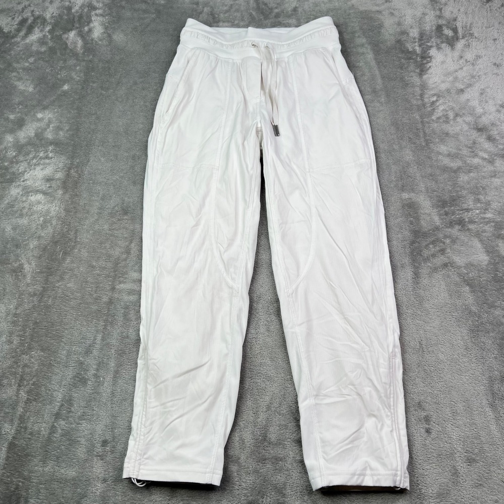 Lululemon Dance Studio Joggers Womens 0 White Cinch Drawcord Hem Athletic 23"